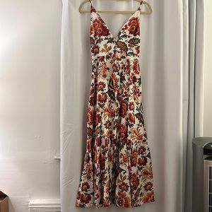 Abercrombie Button-Through Maxi Dress, x small petite, white floral